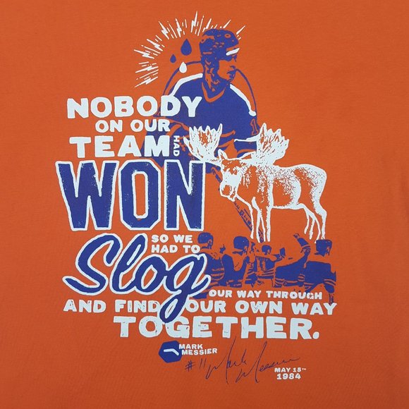 Vintage Molson Canadian Tee Shirt Large US L Edmonton Oilers 1984 Mark Messier - Picture 4 of 10